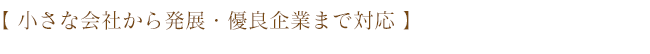 小さな会社から発展・優良企業まで対応